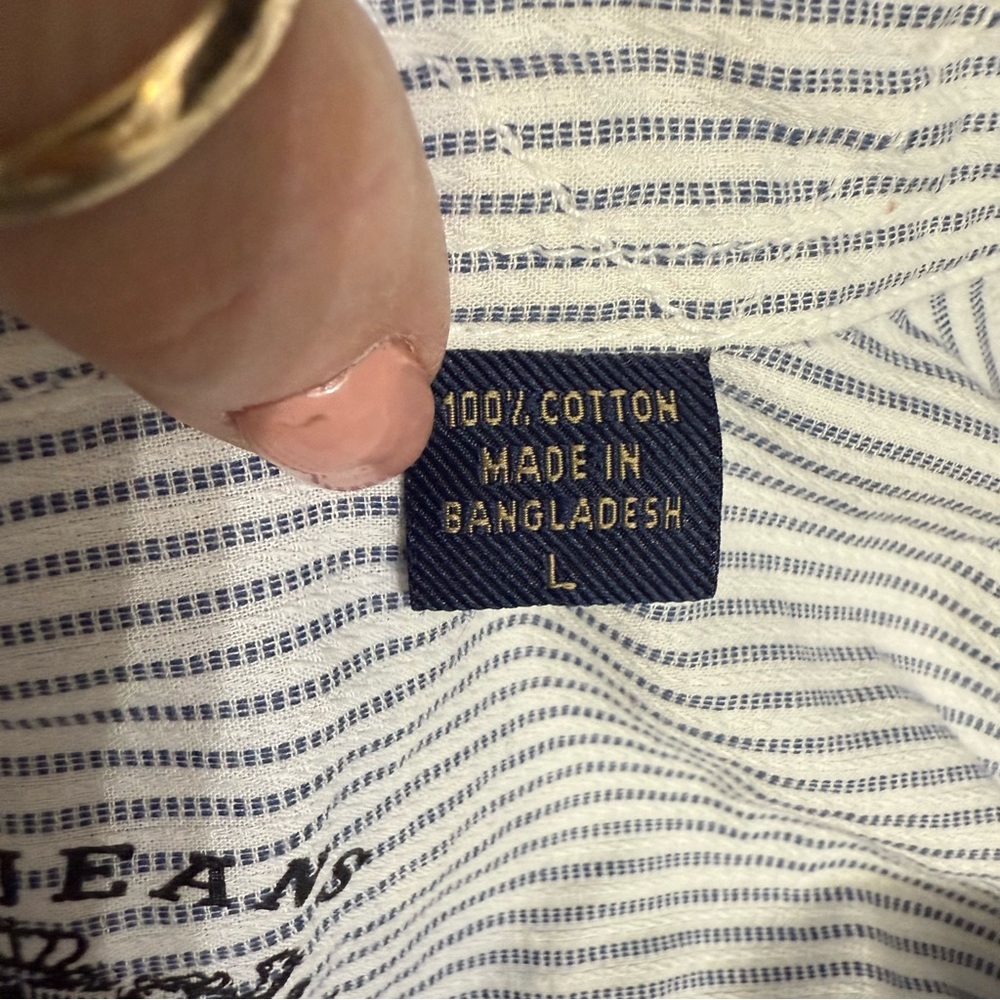 IZOD Jeans striped button up long sleeve shirt size L - Picture 8 of 10